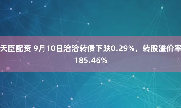 天臣配资 9月10日洽洽转债下跌0.29%，转股溢价率185.46%